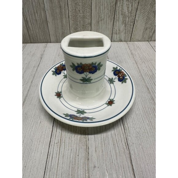 Vtg Op Co Syracuse Canterbury Matchbox Holder Ashtray Flower Decor 4" Tall - Picture 5 of 8